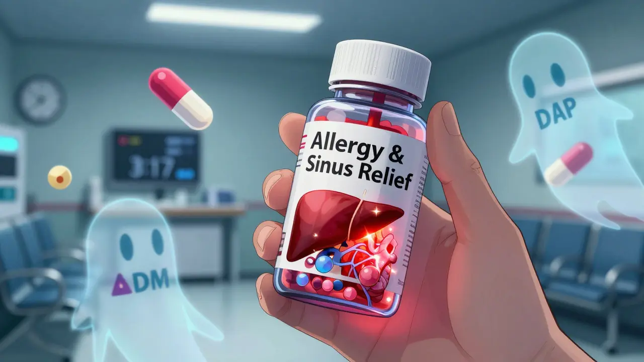 Hand holding pill with internal organs glowing, showing dangerous drug interactions inside the body.